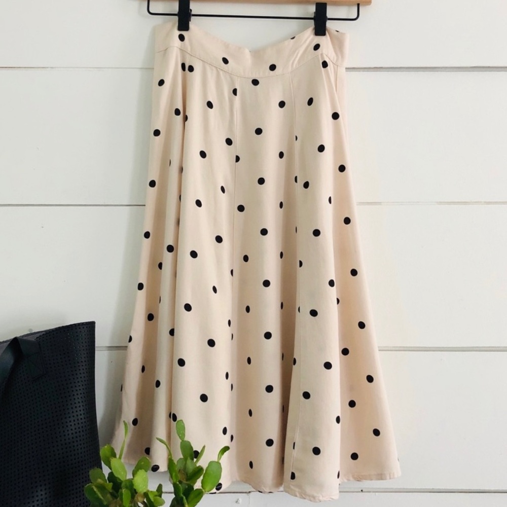 River Island Cream Polka Dot A-Line Skirt